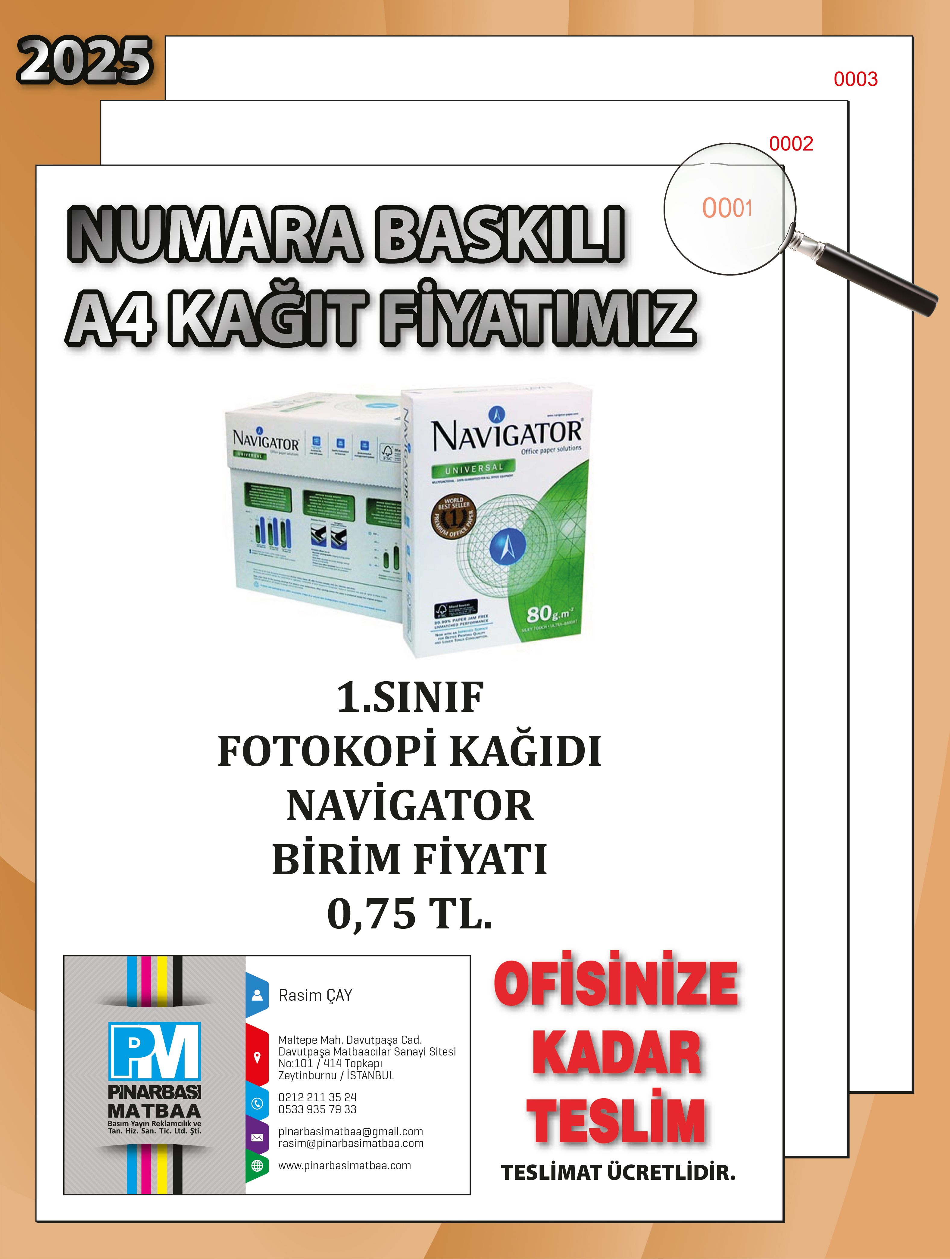 A4 NUMARA BASKILI NAVİGATÖR KAĞIT